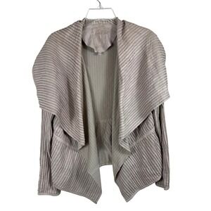 MY TRIBE USA Beige Leather‎ Drape Open Front Jacket Women Size Large